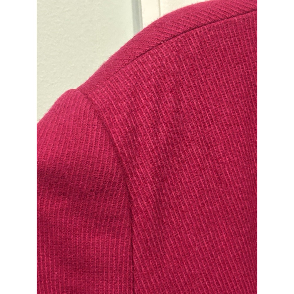 J Peterman Third Act Magenta Wool Blend Coat Size 18 Leopard Print Lined Preppy - Picture 4 of 15